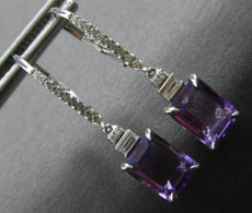 ESTATE 3.17CT DIAMOND & AAA AMETHYST 14KT WHITE GOLD LEVERBACK HANGING EARRINGS