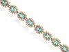 5.7CT DIAMOND & AAA AQUAMARINE 14K ROSE GOLD OVAL & ROUND FLOWER TENNIS BRACELET