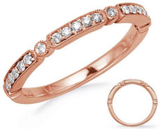 ESTATE .17CT DIAMOND 14KT ROSE GOLD ROUND PAVE BEZEL FILIGREE MILGRAIN FUN RING