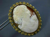 ANTIQUE EXTRA LARGE 18KT YELLOW GOLD HANDCRAFTED FILIGREE LADY CAMEO PIN PENDANT