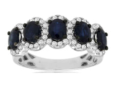 2.64CT DIAMOND & AAA SAPPHIRE 14KT WHITE GOLD 3D OVAL & ROUND ANNIVERSARY RING