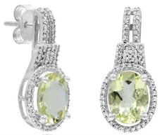 2.65CT DIAMOND & AAA LEMON QUARTZ 14KT WHITE GOLD 3D ROUND FLORAL FUN EARRINGS