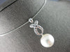 LARGE .13CT DIAMOND & AAA SOUTH SEA PEARL 18K WHITE GOLD ETOILE FLOATING PENDANT