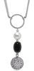 4.62CT DIAMOND & AAA SOUTH SEA PEARL & ONYX 18KT WHITE GOLD LARIAT LOVE NECKLACE