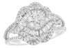 ESTATE 1.0CT DIAMOND 18KT WHITE GOLD ROUND & BAGUETTE LOVE KNOT FLOWER FUN RING