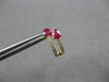 1.03CT DIAMOND & AAA RUBY 14KT YELLOW GOLD 3D PEAR SHAPE & ROUND HUGGIE EARRINGS