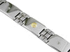 ESTATE .02CT DIAMOND 14KT YELLOW GOLD & STAINLESS STEEL 3D ETOILE MENS BRACELET