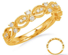 .23CT DIAMOND 14KT YELLOW GOLD 3D MARQUISE SHAPE FILIGREE SEMI ETERNITY FUN RING