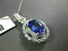 ESTATE LARGE 2.41CT DIAMOND & AAA TANZANITE 18K WHITE GOLD OVAL FLOATING PENDANT