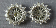 ESTATE .86CT DIAMOND 14KT WHITE GOLD 3D CLASSIC FLORAL EARRING JACKETS