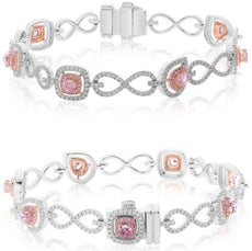 2.77CT WHITE & PINK DIAMOND 18KT WHITE & ROSE GOLD MULTI SHAPE & ROUND BRACELET