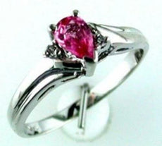 .51CT DIAMOND & AAA PINK SAPPHIRE 14KT WHITE GOLD PEAR SHAPE & ROUND LOVE RING