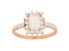 1.20CT DIAMOND & AAA OPAL 14K ROSE GOLD EMERALD CUT & ROUND HALO ENGAGEMENT RING