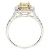 WIDE 1.13CT WHITE PINK & CANARY DIAMOND 18KT TRI COLOR GOLD HALO ENGAGEMENT RING
