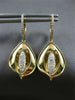 ESTATE .33CT DIAMOND 14K YELLOW GOLD 3D HANDCRAFTED LEAF HUGGIE HANGING EARRINGS
