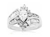 ESTATE 1.55CT ROUND BAGUETTE & MARQUISE DIAMOND 14KT WHITE GOLD ENGAGEMENT RING