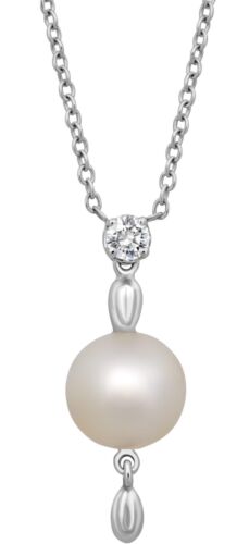 .11CT DIAMOND & AAA SOUTH SEA PEARL 18KT WHITE GOLD 3D TEAR DROP LOVE NECKLACE