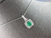 .87CT DIAMOND & AAA EMERALD 14KT WHITE GOLD ROUND SQUARE HALO FLOATING PENDANT