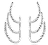 ESTATE .42CT DIAMOND 14KT WHITE GOLD 3D 3 ROW EAR CLIMBER FUN HANGING EARRINGS