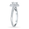 ESTATE 1.55CT DIAMOND 14K WHITE GOLD CUSHION & ROUND ENGAGEMENT WEDDING RING SET