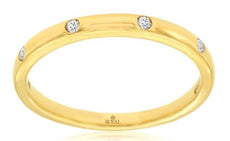 ESTATE .06CT DIAMOND 14KT YELLOW GOLD 3D ROUND ETOILE WEDDING ANNIVERSARY RING