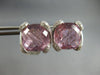LARGE 16.55CT DIAMOND & AAA PINK TOPAZ 14KT WHITE GOLD CUSHION CLIP ON EARRINGS