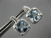 2.13CT DIAMOND & AAA AQUAMARINE 14KT WHITE GOLD CUSHION & ROUND HANGING EARRINGS