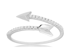 ESTATE .12CT DIAMOND 14KT WHITE GOLD 3D ROUND ARROW TO YOUR HEART LOVE RING