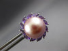 LARGE 1.81CT AAA AMETHYST & PINK SOUTH SEA PEARL 14KT WHITE GOLD STUD EARRINGS