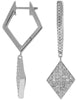 .90CT DIAMOND 14KT WHITE GOLD 3D ROUND PAVE GEOMETRICAL HUGGIE HANGING EARRINGS