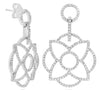 ESTATE .92CT DIAMOND 14KT WHITE GOLD 3D FLOWER CIRCULAR FUN HANGING EARRINGS