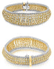 LARGE 28.16CT WHITE & FANCY YELLOW DIAMOND 18KT 2 TONE GOLD CUFF BANGLE BRACELET