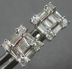 .67CT DIAMOND 14KT WHITE GOLD 3D CLASSIC ROUND & BAGUETTE SQUARE STUD EARRINGS