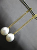 LARGE .63CT DIAMOND & AAA SOUTH SEA PEARL 18KT YELLOW GOLD BAR HANGING EARRINGS
