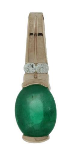 1.25CT DIAMOND & AAA EMERALD 14KT ROSE GOLD OVAL & ROUND SEMI BEZEL FUN PENDANT