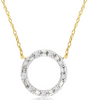 .25CT DIAMOND 14KT 2 TONE GOLD 3D ROUND & BAGUETTE CIRCLE OF LIFE LOVE NECKLACE