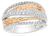 WIDE .75CT DIAMOND 18KT WHITE & ROSE GOLD MULTI ROW CRISS CROSS ANNIVERSARY RING