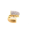 ESTATE .58CT DIAMOND 18KT 2 TONE GOLD CLASSIC MATTE & SHINY CRISS CROSS FUN RING