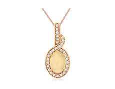 .62CT DIAMOND & AAA OPAL 14KT ROSE GOLD OVAL & ROUND LOVE KNOT FLOATING PENDANT