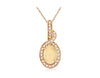 .62CT DIAMOND & AAA OPAL 14KT ROSE GOLD OVAL & ROUND LOVE KNOT FLOATING PENDANT