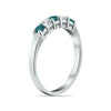 .50CT WHITE & BLUE DIAMOND 14KT WHITE GOLD 3D 5 STONE WEDDING ANNIVERSARY RING