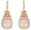 3.5CT DIAMOND & AAA OPAL 14KT ROSE GOLD 3D CUSHION & ROUND SQUARE HALO EARRINGS