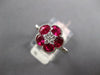 ESTATE 1.89CT DIAMOND & AAA RUBY 18KT WHITE GOLD FLOWER STAR FILIGREE LOVE RING