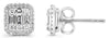 .53CT DIAMOND 14KT WHITE GOLD ROUND & BAGUETTE CLASSIC SQUARE HALO STUD EARRINGS