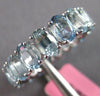 7.79CT AAA AQUAMARINE 14KT WHITE GOLD 3D CLASSIC OVAL ETERNITY ANNIVERSARY RING