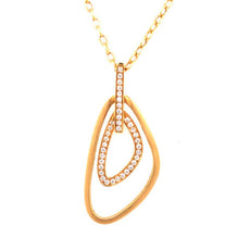 ESTATE .18CT DIAMOND 18KT YELLOW GOLD 3D DOUBLE TRIANGULAR FUN FLOATING PENDANT