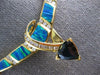 ESTATE LARGE 4.29CT DIAMOND & AAA SAPPHIRE & OPAL 14K YELLOW GOLD OMEGA NECKLACE