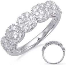 .79CT DIAMOND 14KT WHITE GOLD 3D MULTI FLOWER SQUARE FILIGREE MILGRAIN LOVE RING