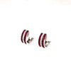 .67CT DIAMOND & AAA RUBY 18KT WHITE GOLD 3D 3 ROW HUGGIE HOOP HANGING EARRINGS