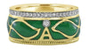 .31CT DIAMOND & GREEN ENAMEL 18KT TWO TONE GOLD A INITAL ETOILE ANNIVERSARY RING